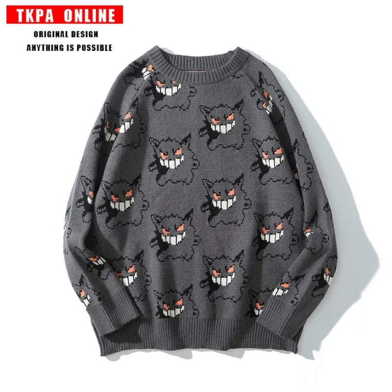 

Anime Sweater Women Harajuku Pattern Pullover Loose Korean Style 2020 Autumn Winter Warm Knitted Jumper Woman Sweaters
