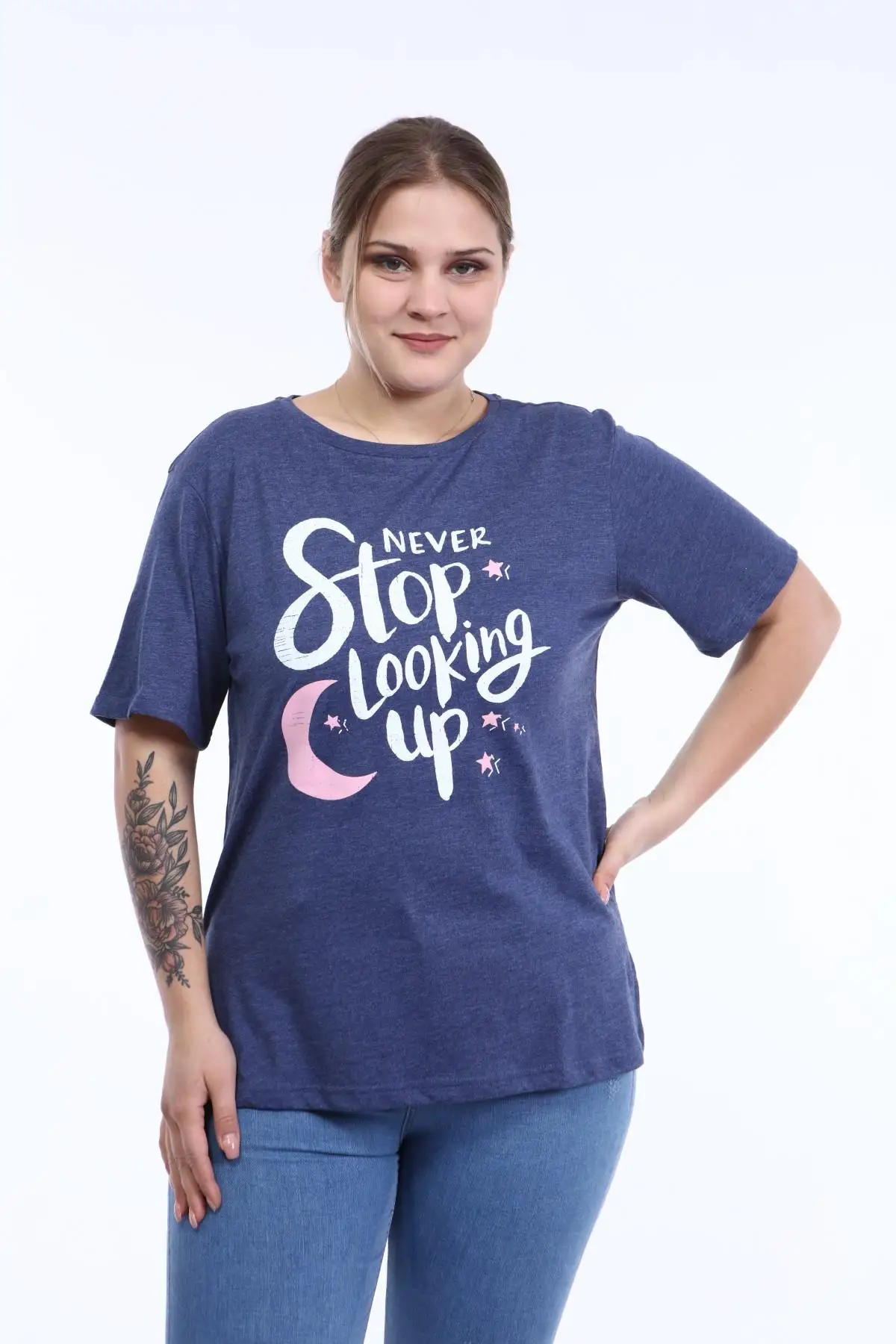 

Pianoluce Women Large Size Printed Half Sleeve T-Shirt