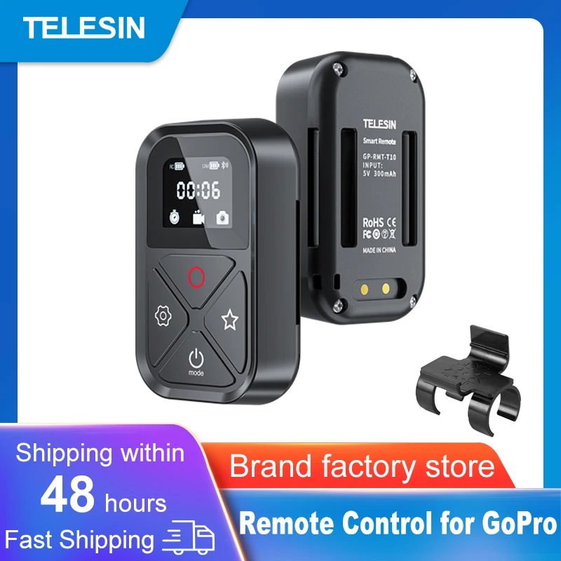 TELESIN T10 Bluetooth пульт дистанционного управления для GoPro Hero 10 9 8 Max с ремешком на запястье 80 м беспроводной смарт-пульт дистанционного управления для GOPRO аксессуары