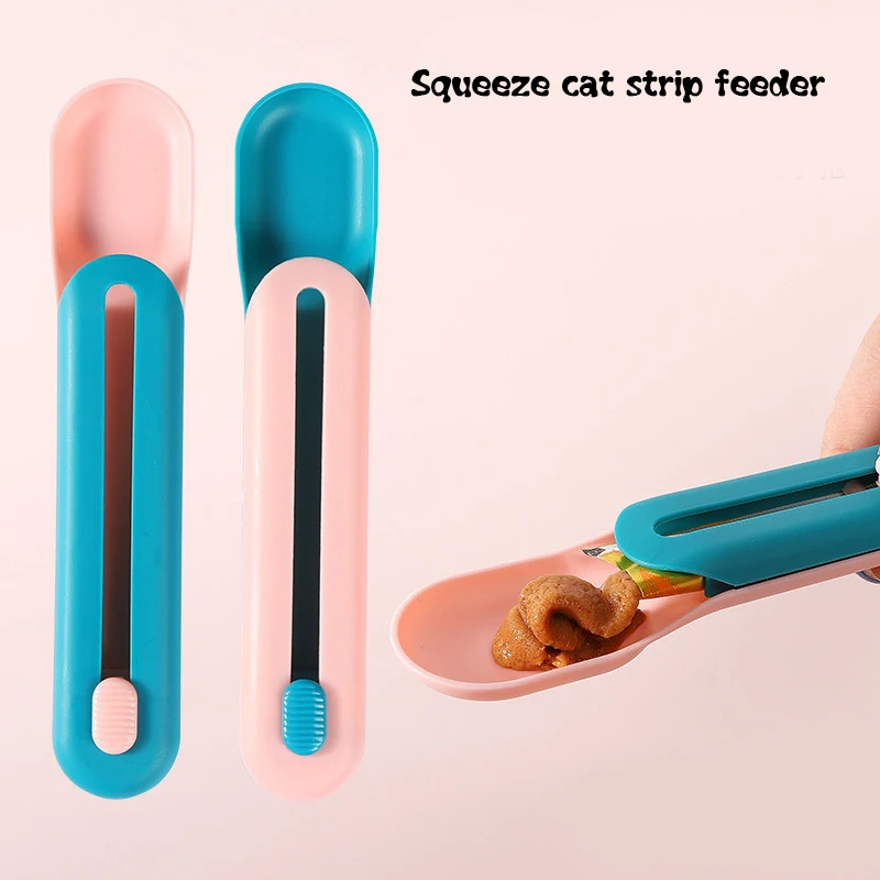 

4 Color Pet Feeding Spoon Long Strip Cat Snack Squeezer Feeder Mini Pet Eating Supplies Portable Treats Feeder Multipurpose gass