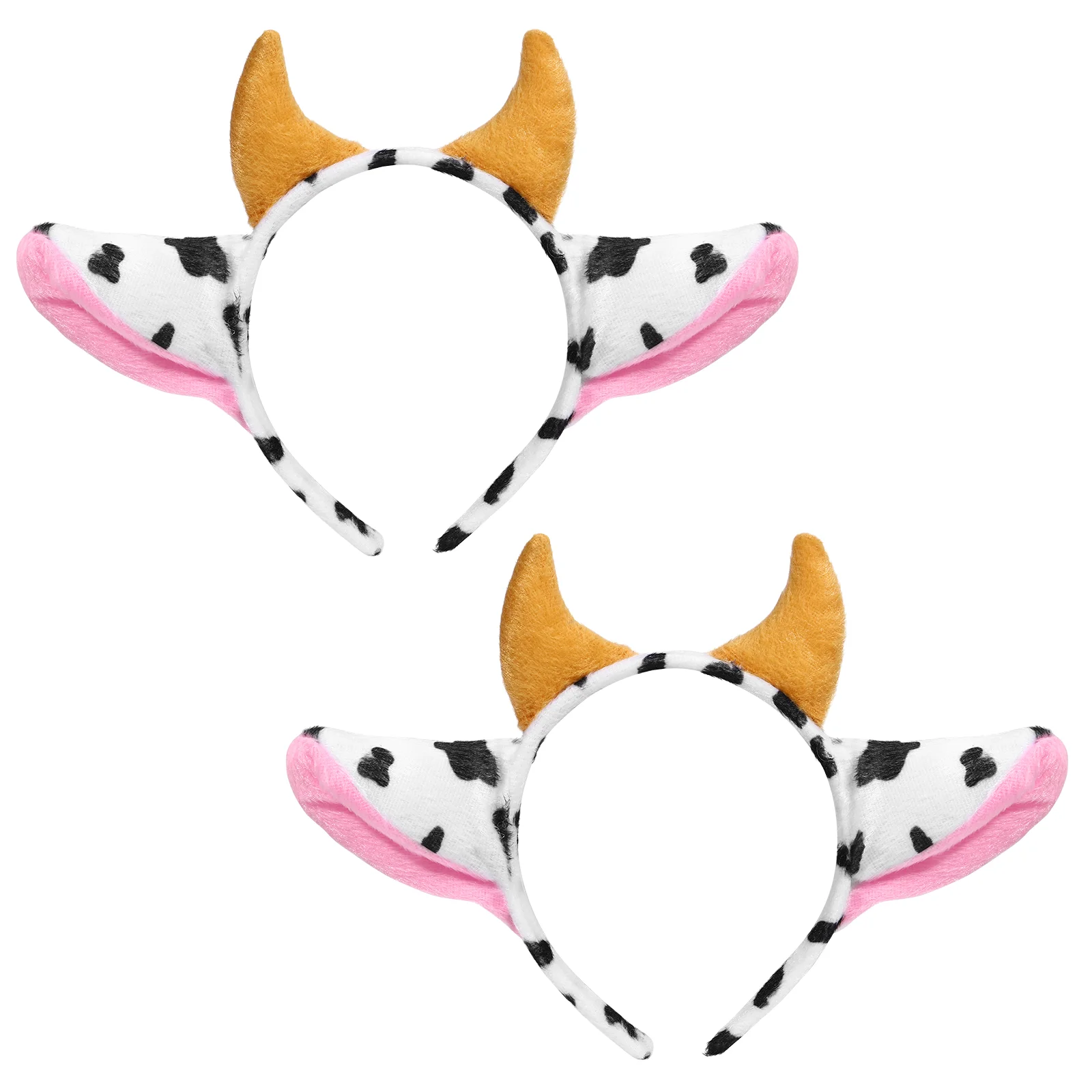 

headband animals ears headbands plush cow zoo fun- Amosfun 2pcs Cartoon Dairy Cow Ears and Horns Design Headband Hairhoop- Hair