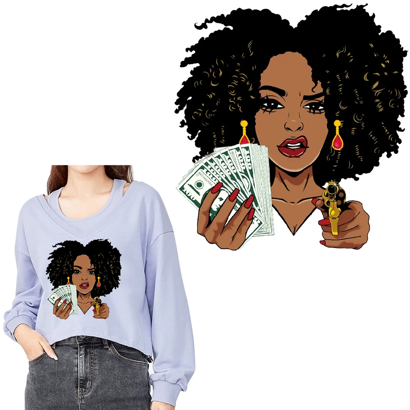 

TuQiang Cool Style Girl Heat Transfer Iron on Stickers Stripes Application of One Heat-Sensitive for Clothing Custom Patches