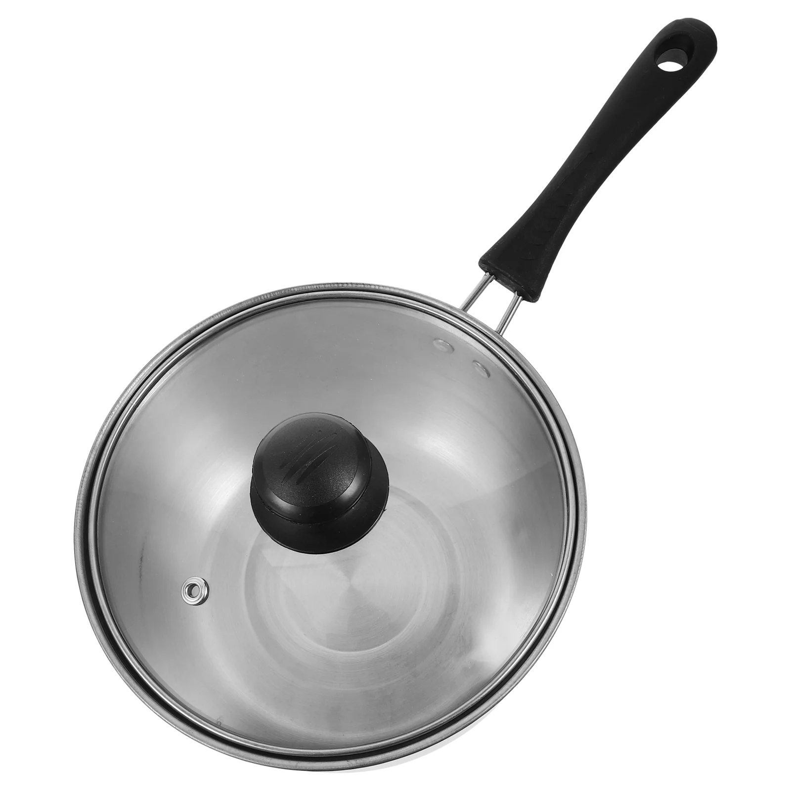 

Single Handle Small Milk Pot Stainless Steel Cooking Utensils Cover Abs Sauce Pan