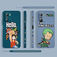 anime luffy onepiece for xiaomi redmi k50 gaming 10x 9 9a 9t 9at 8 8a 7 6a 5a 4x pro 4g 5g liquid left rope phone case cover