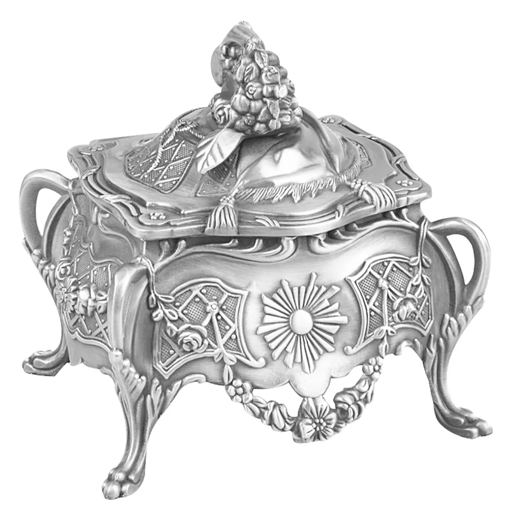 High-foot Jewelry Container Earring Organizer Box Storage Decorative Pretty Holder Ornaments Trinket Alloy Case