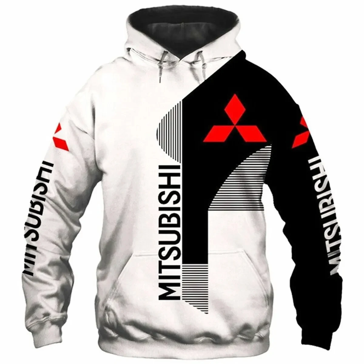 

Men's and women's hooded sweatshirts, Mitsubishi Motors logo printed jacket, 3D hooded sweatshirt, fashionable casual zippered s