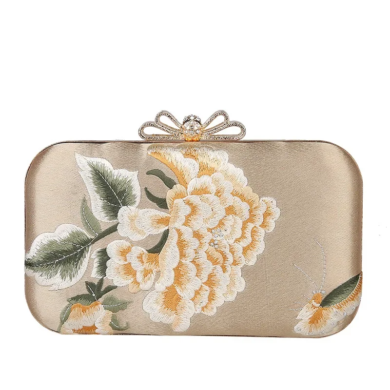 

Chinese Style Women Handbags Ancient Hanfu Bag Antique Ladies Banquet Small Hand Bag 2020 Clutch Bag Flower Embroidery Purse
