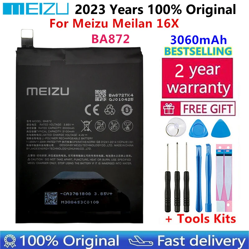 Meizu 100% оригинальный аккумулятор 3060 мАч BA872 для телефона Meizu Meilan 16X новейшее производство высококачественные батареи аккумулятор + Инструменты