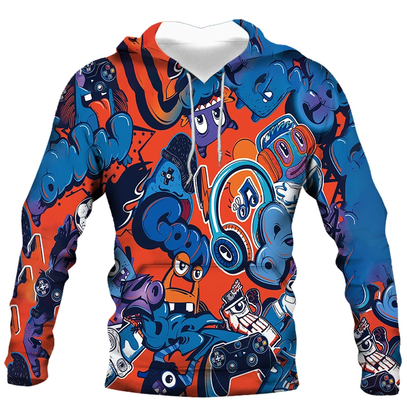 

3D digital printing 2021 winter new European and American casual loose style casual men's clothing sweater fashion trend fashion