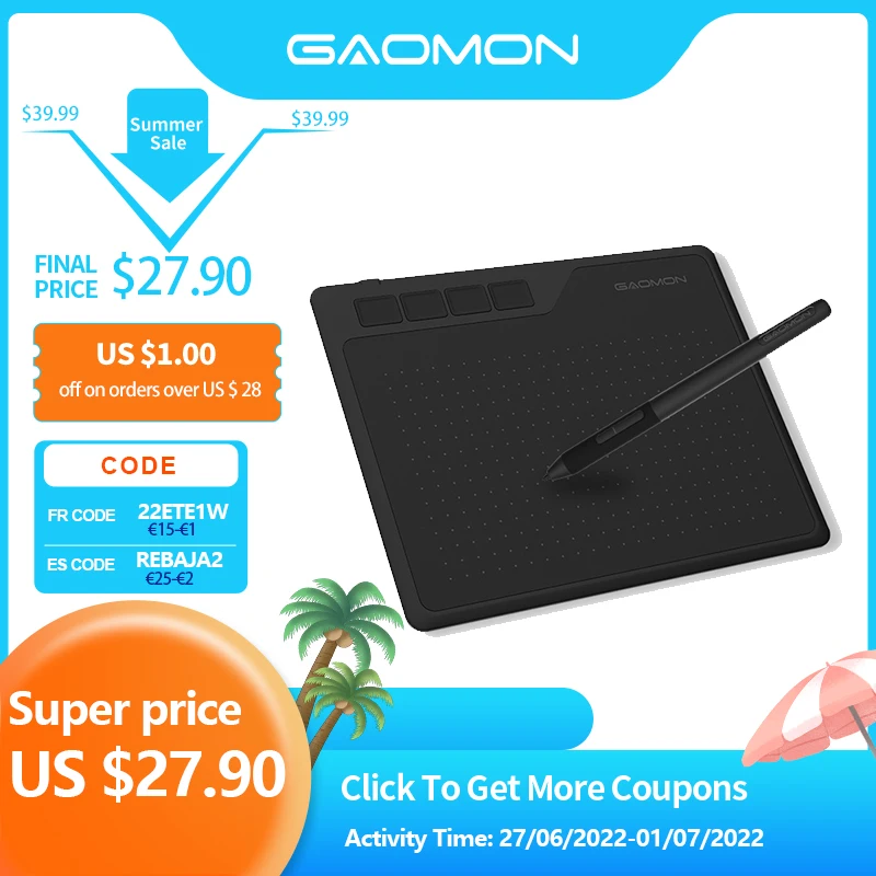 Gaomon S620 6.5×4 Polegadas Digital Tablet Anime Gráfico Tablet para Desenhar e Jogar Osu com 8192 Níveis Bateria-livre Caneta Tablets digitais