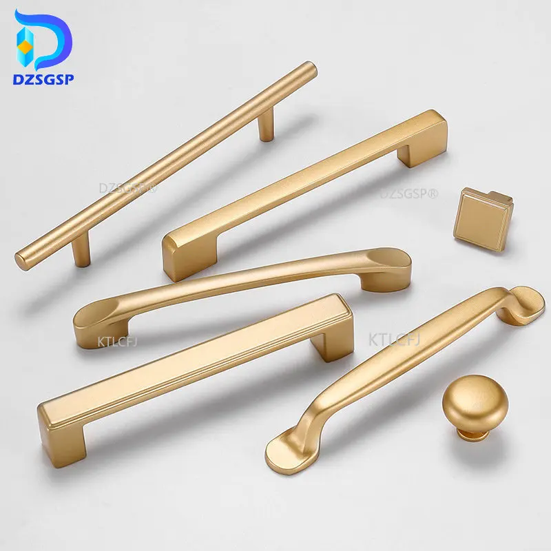 

Gold Cabinet Handles Aluminum Alloy Wardrobe Drawer Knobs Furniture Gold Cabinet Pulls Kitchen Handle Hardware