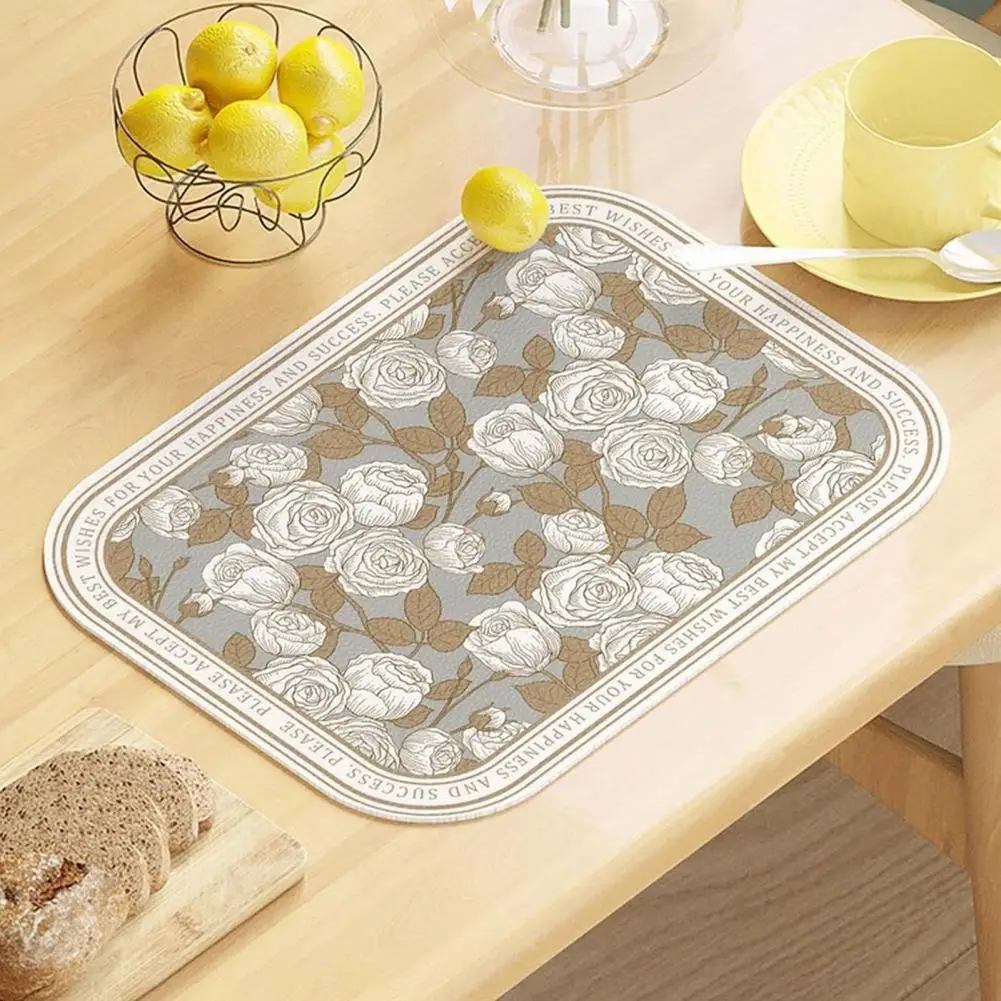 

30x40cm Dining Table Mats Luxury Floral Placemats for Kitchen Oil-proof Heat Insulation Hot Drinks Coasters Table Mat for Home
