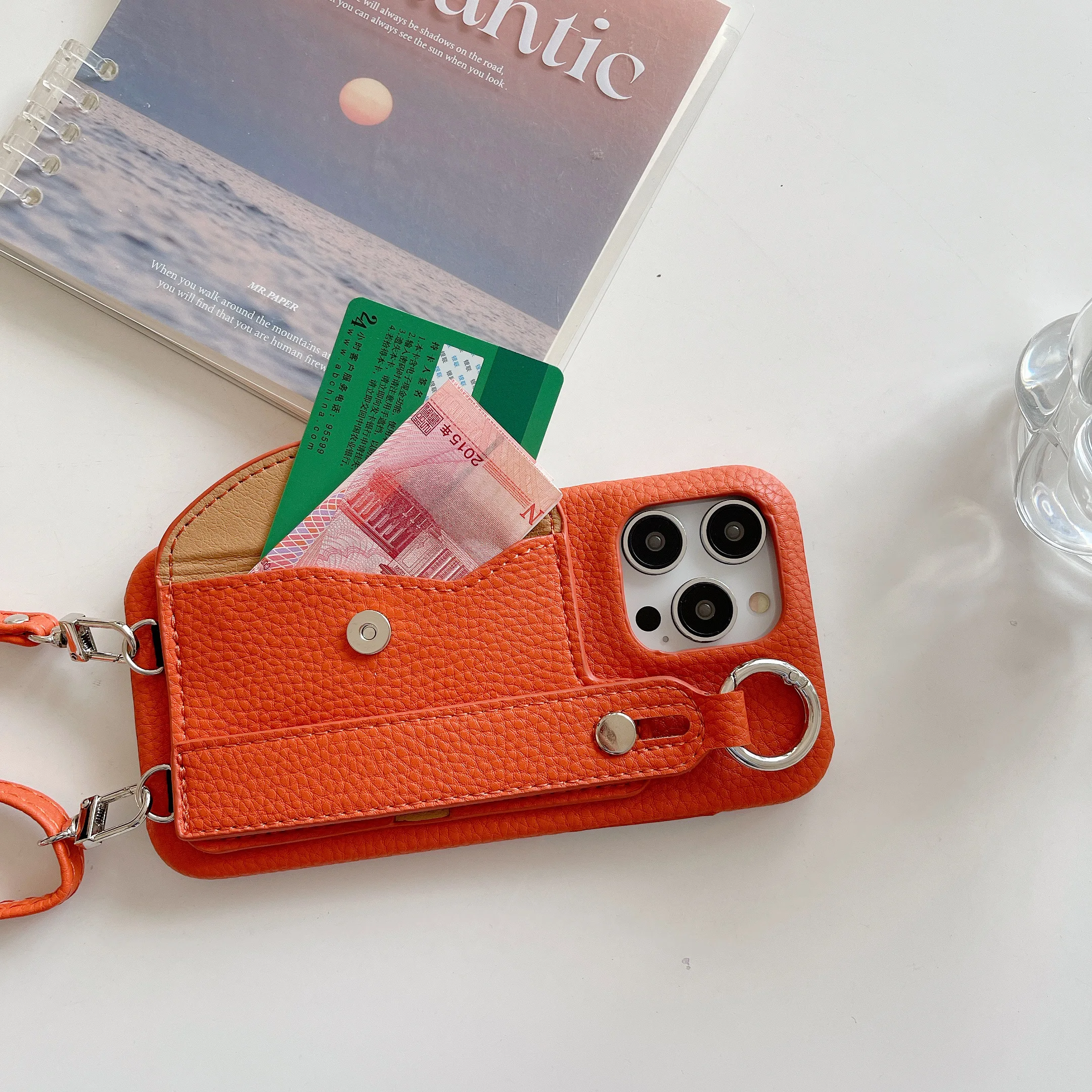 Crossbody Wrist Strap Wallet Leather Cover For iPhone 14 13 12 11 Pro Max 7 8 plus Phone Case With Card Slot Holder Ring Lanyard