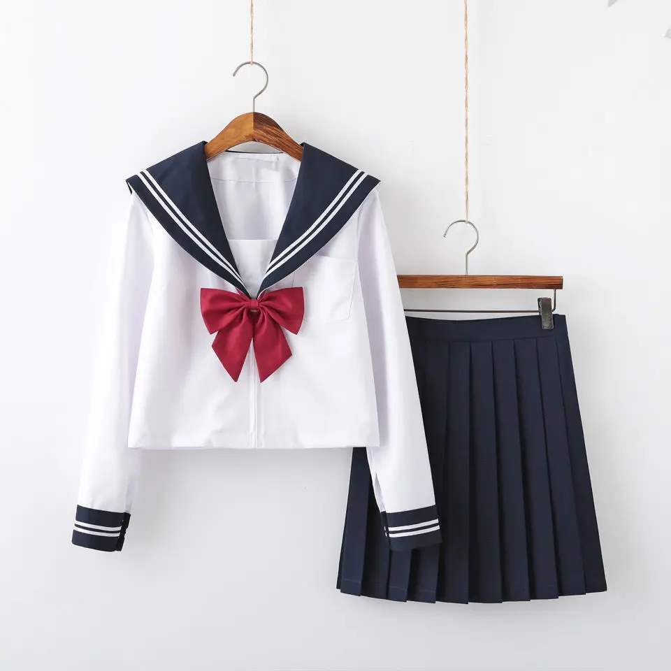 

Japanese School Girl Uniforms Set Plus Size JK Cartoon Sailor Skirt and Socks Lolita Cosplay Costume Women girl costume