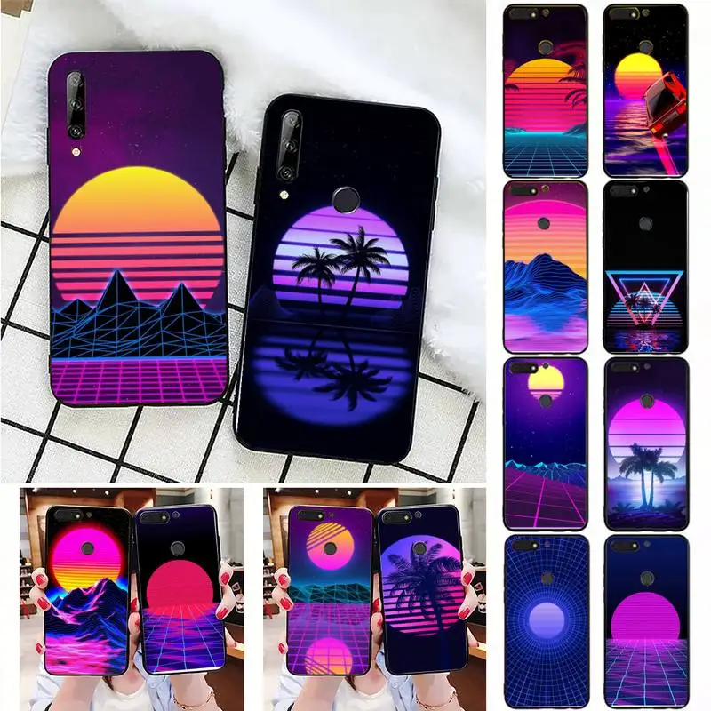 

FHNBLJ Synthwave Retro 80s Neon colorful Phone Case For Huawei Honor 7A 7C 8 8x 9 10 20lite Fundas Coque for Honor 10i 20i Capa