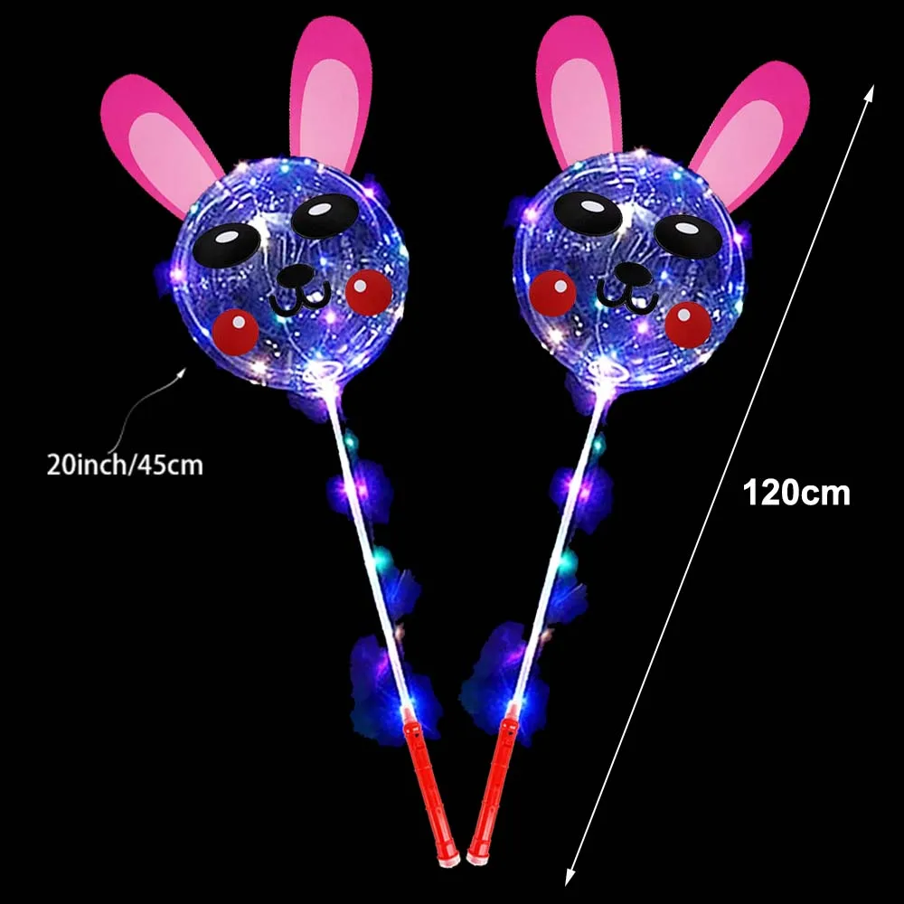 

LED Balloons Rabbit Light Up Bobo Balloon Bunny Transparent Helium Glow Bobo Bubble Ballons for Easter Birthday Party Decoration
