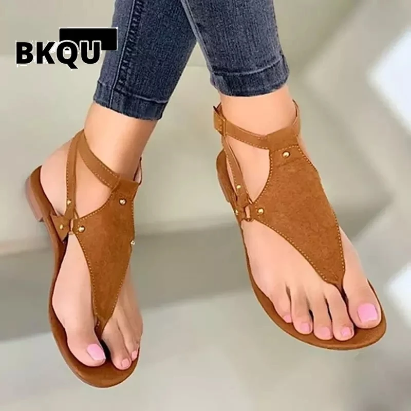 

Women Sandals 2022 Summer Outdoor Beach Flip-flop Sandals Solid Fashion Gladiator Sandals Women Flats Casual Ladies Shoes