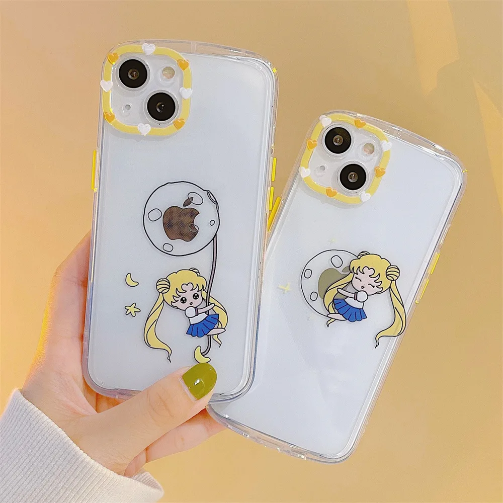

Anime Sailor Moon Transparent Case Cover for IPhone 7 8 Plus 11 12 13 Pro X XR XS Max Shockproof Phone Case IPhone 13 Case