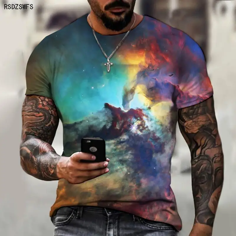 

Colorful and colorful 3D printing fashion men's summer shirt tops breathable unisex 3D Harajuku street T-shirt