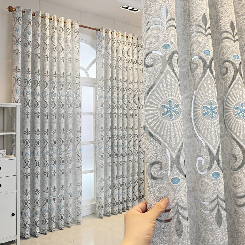 

Curtains for Bedroom Living Dining Room European Luxury Light-transmitting Balcony Thickening High Shading Coffee Silver Gray
