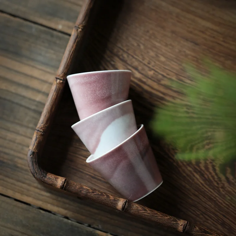 

Розовая запеченная обжигом глазурованная индивидуальная специальная чайная чашка Цзиндэчжэнь чистая керамическая чашка ручной работы семейный чайный набор для дрова