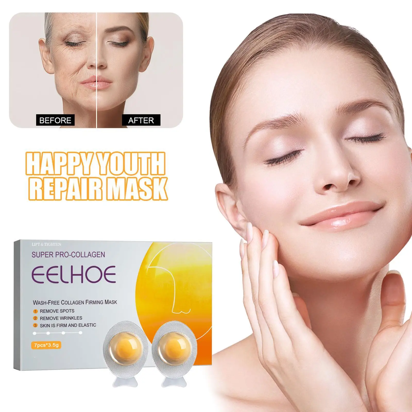 

7Pcs/pack Collagen Good Night Masks Snail Collagen Sleeping Mask Individual Packaging Nourishing Skin Repair Skin Barrier Face