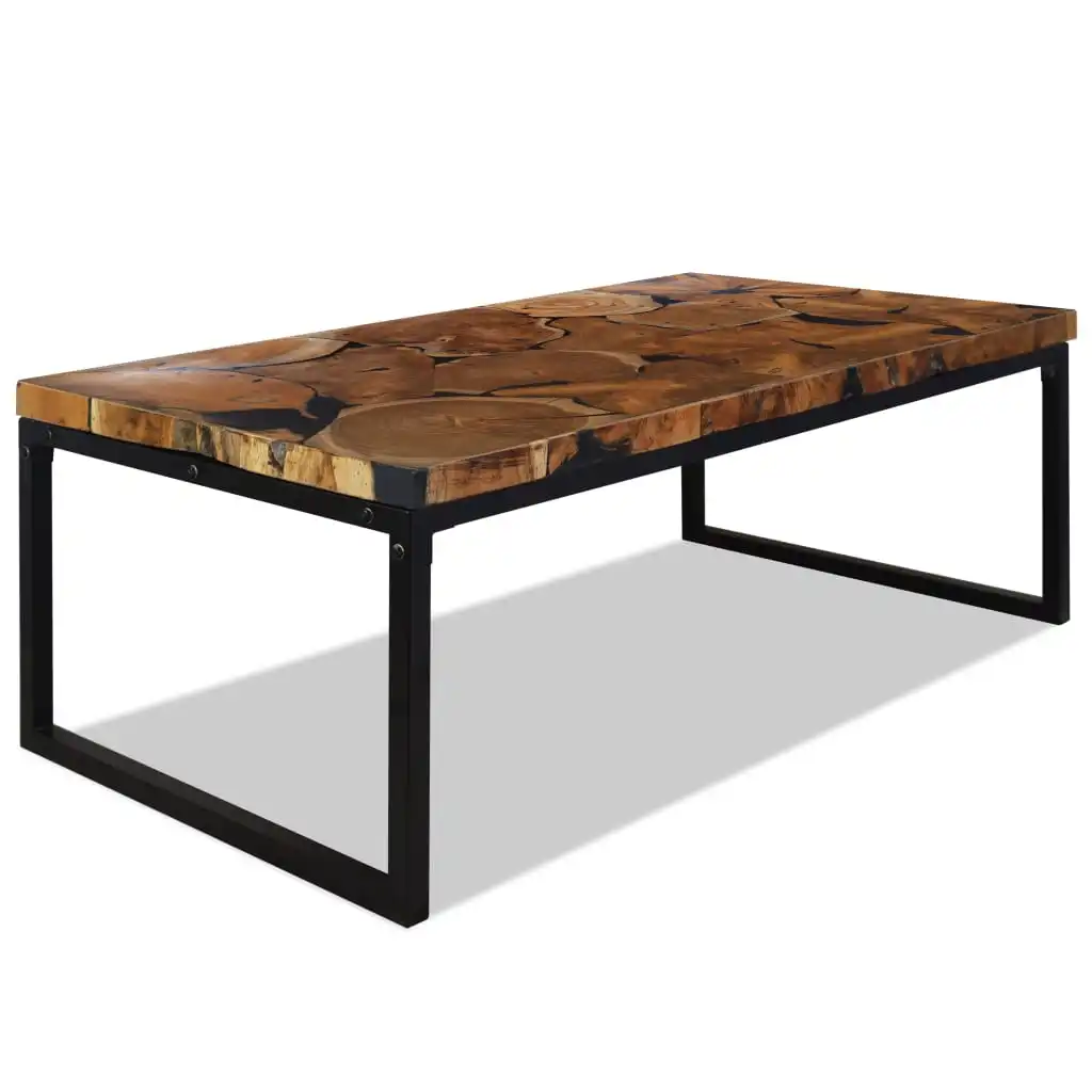 

Coffee Tables Living Room Modern Coffe Table Home Decor Teak Resin 110x60x40 cm Black and Brown