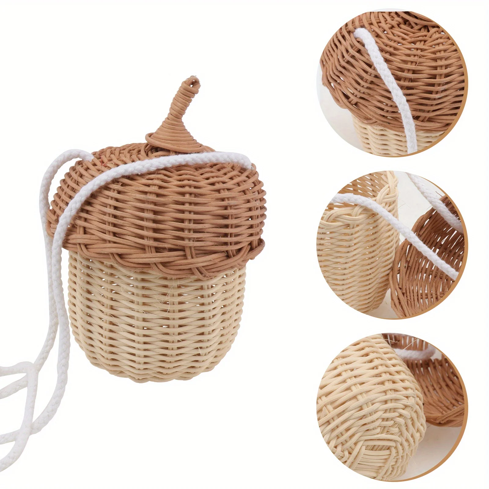 1 шт. мини-кошелек портативная сумка для людей в форме корзины из ротанга тканая