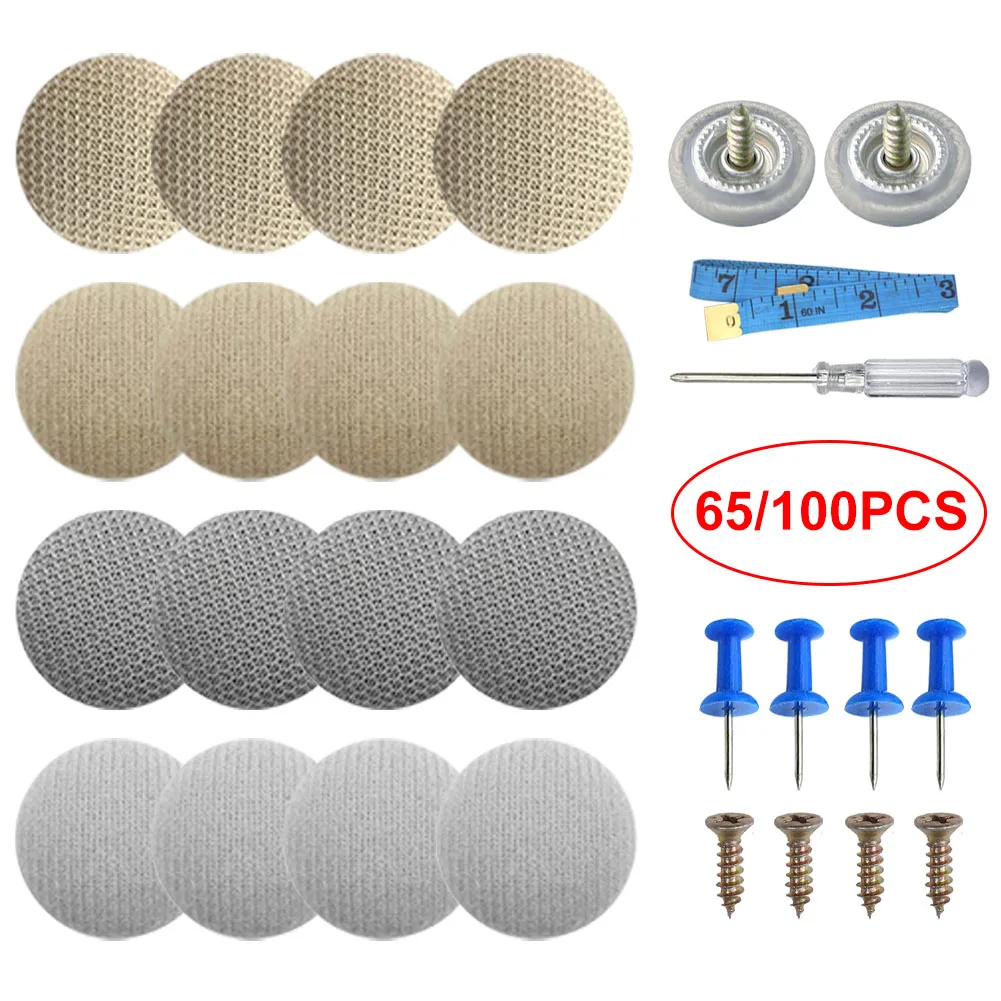 

Universal 65/100pcs Car Interior Roof Buckles Automotive Ceiling Cloth Fixing Buckle With Screwdriver Retainer Cap Repair Kit