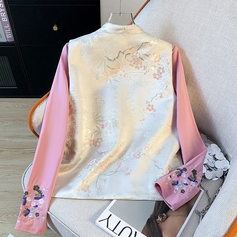 Новый китайский жилет нижняя рубашка комплект из двух предметов с пряжкой