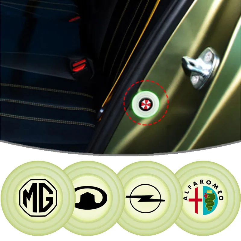 Luminous Car Logo Door Shock Pad for Alfa Romeo Giulia Stelvio Brera 147 156 159 166 GT Giulietta Mito Tonale Auto Exterior