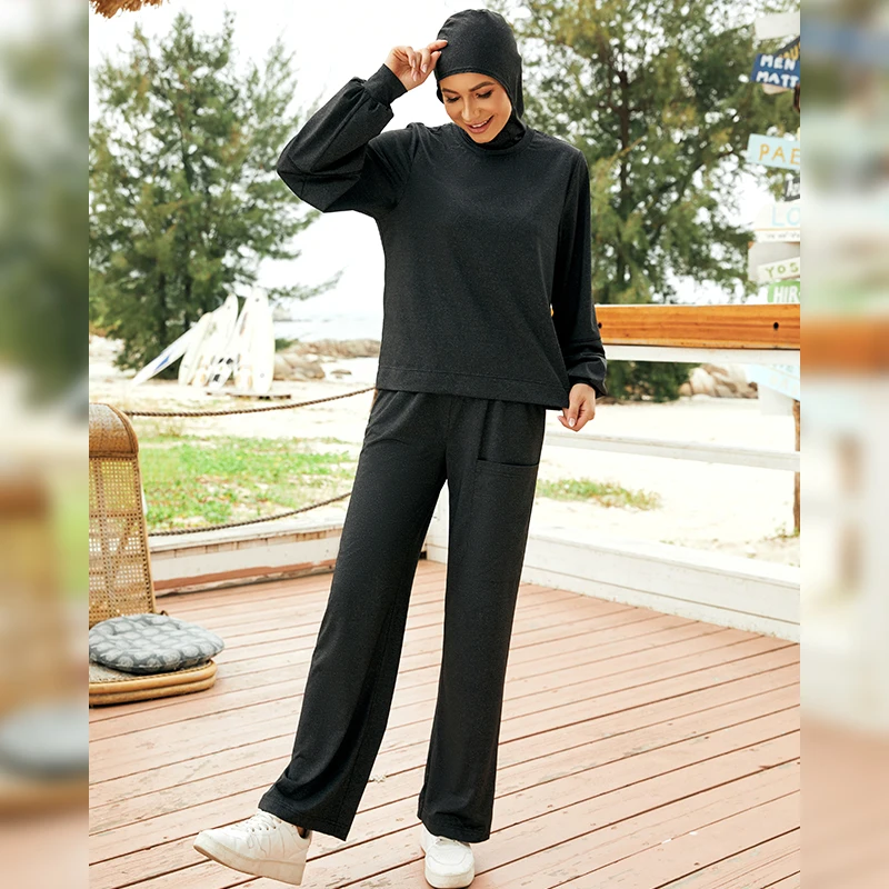 Hijab Tracksuit 3Pcs Islam Muslim Sets Jilbab Muslim Women Clothing Loose Sportswear Running Active Wear Sets Casual Ramadan