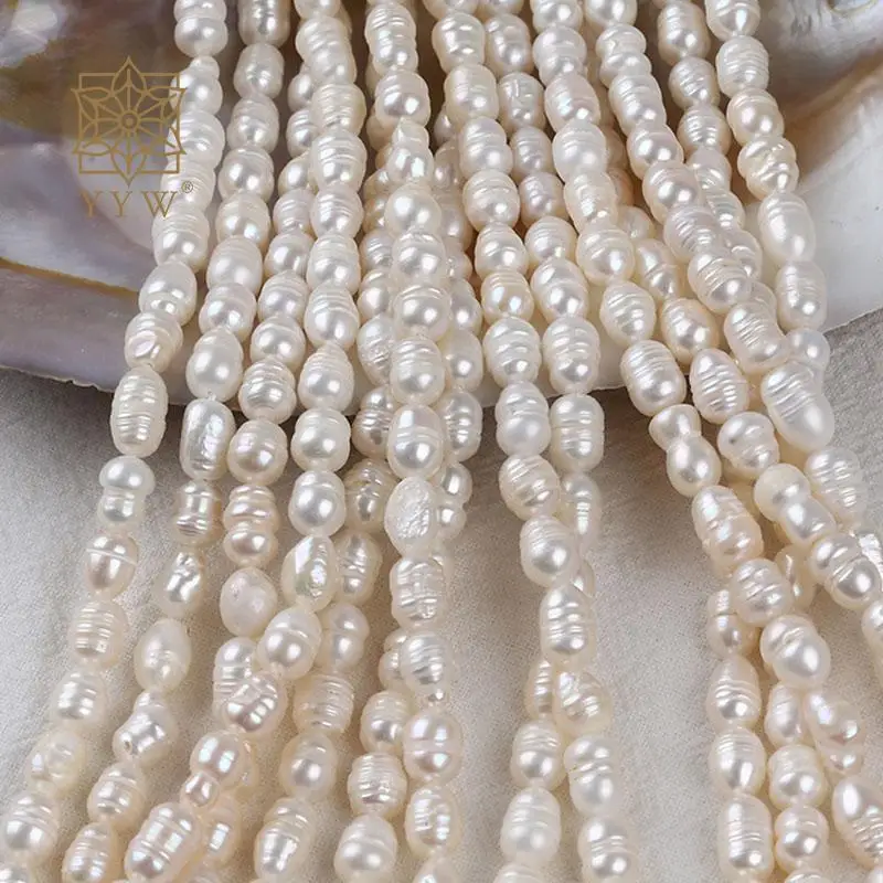 

White 6-7mm Natural Freshwater Pearl Loose Beads Sold Per Approx 36 Cm Strand For Jewelry Making Necklace Bracelet Accessories