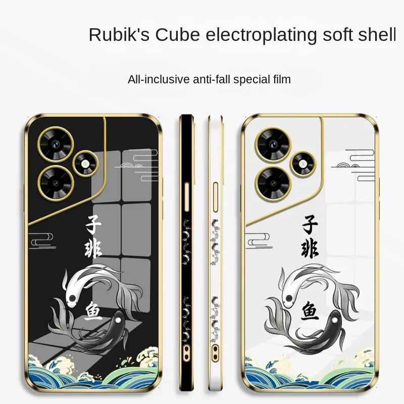 Чехол GZUSS Sub Non Fish для Infinix Hot 40i 30 Play 30i 20i 20S 20 корпус телефона с гальваническим