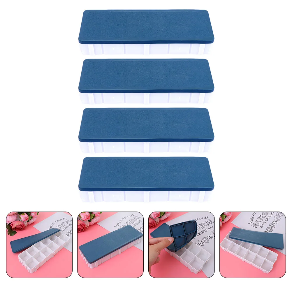 

4 Pcs Oil Painting Student Stationery Watercolor Pigment Trays Travel Valet Square Serving Box Case Supplies Mixing