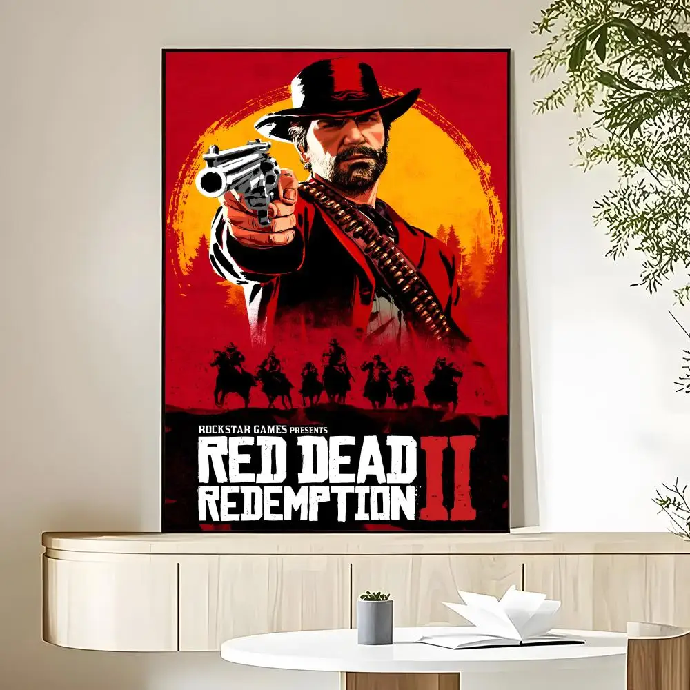 Фото Постер HD Game TV-Red-Dead-Redemption 2, водонепроницаемый, для дома, гостиной, спальни, бара, эстетическое украшение №3