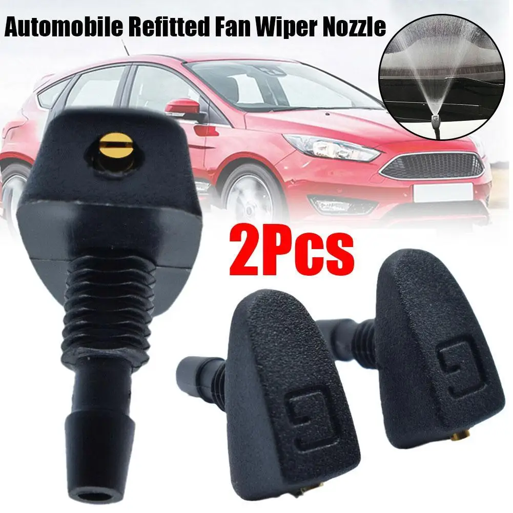 

2 Pcs/Set Car Universal Front Windshield Wiper Nozzle Jet Sprayer Kits Sprinkler Water Fan Spout Cover Washer Outlet Adjustment