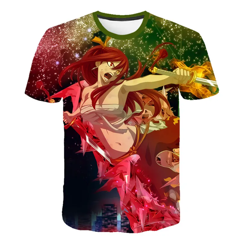 

3D Anime Fairy Tail Men's Women's Casual Short Sleeve T-Shirts T-Shirts Men's and Women's Tops
