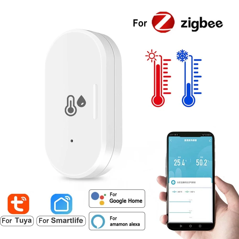 Tuya Mini Zigbee датчик температуры детектор с батареей пульт дистанционного
