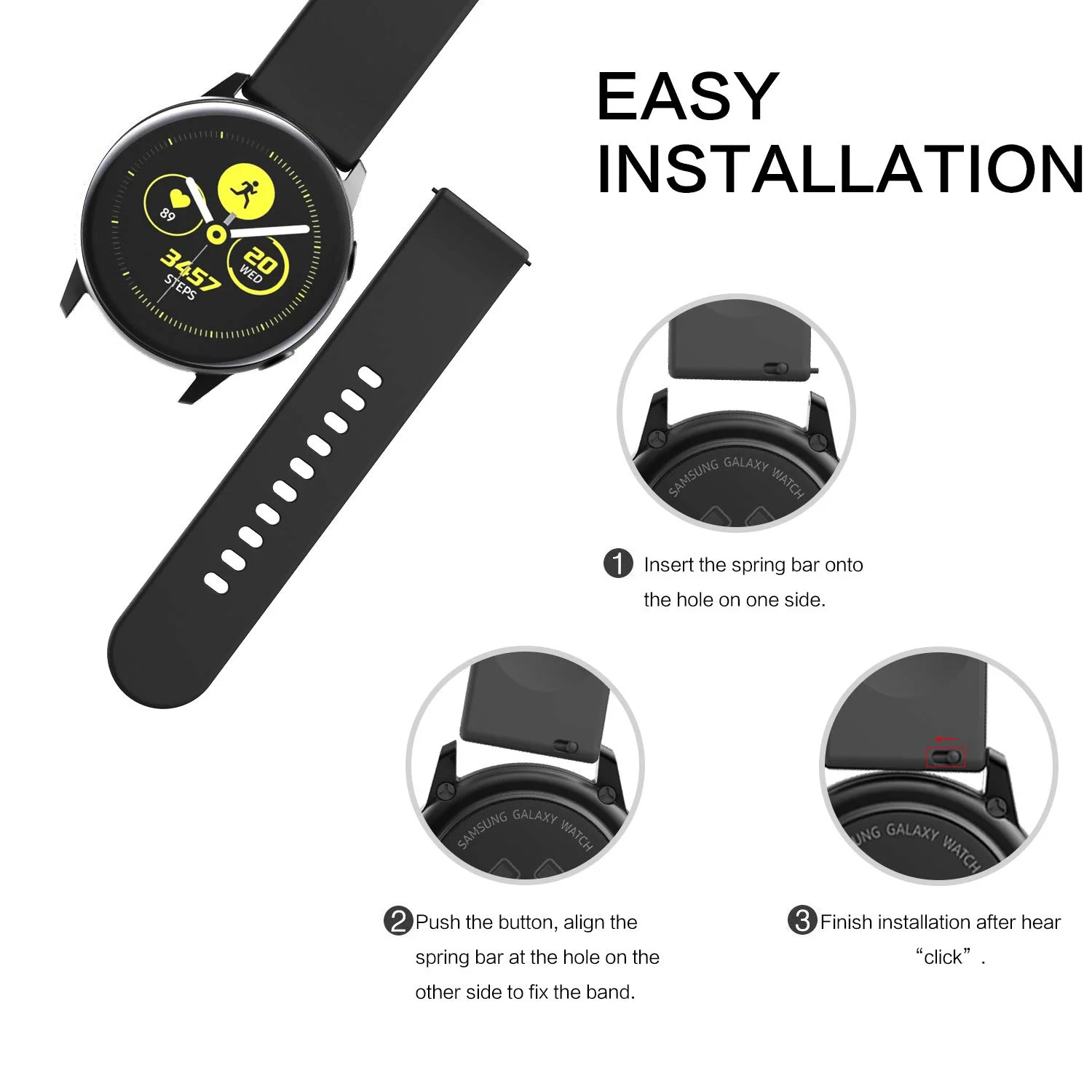 2in1 Strap+Case for Samsung Galaxy Watch Active 2 44mm 40mm Full Cover Silicone Smart Watchband Bracelet TPU Bumper Combination
