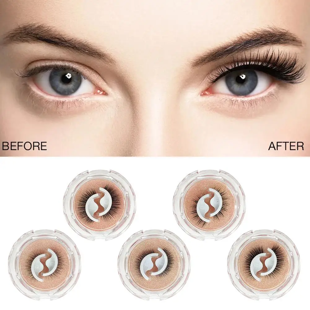 

1Pair Reusable Self-adhesive False Eyelashes 3D Mink Needed Seconds Glue-free to Lashes Wear Eyelash Lashes Extension No 3 T2J3