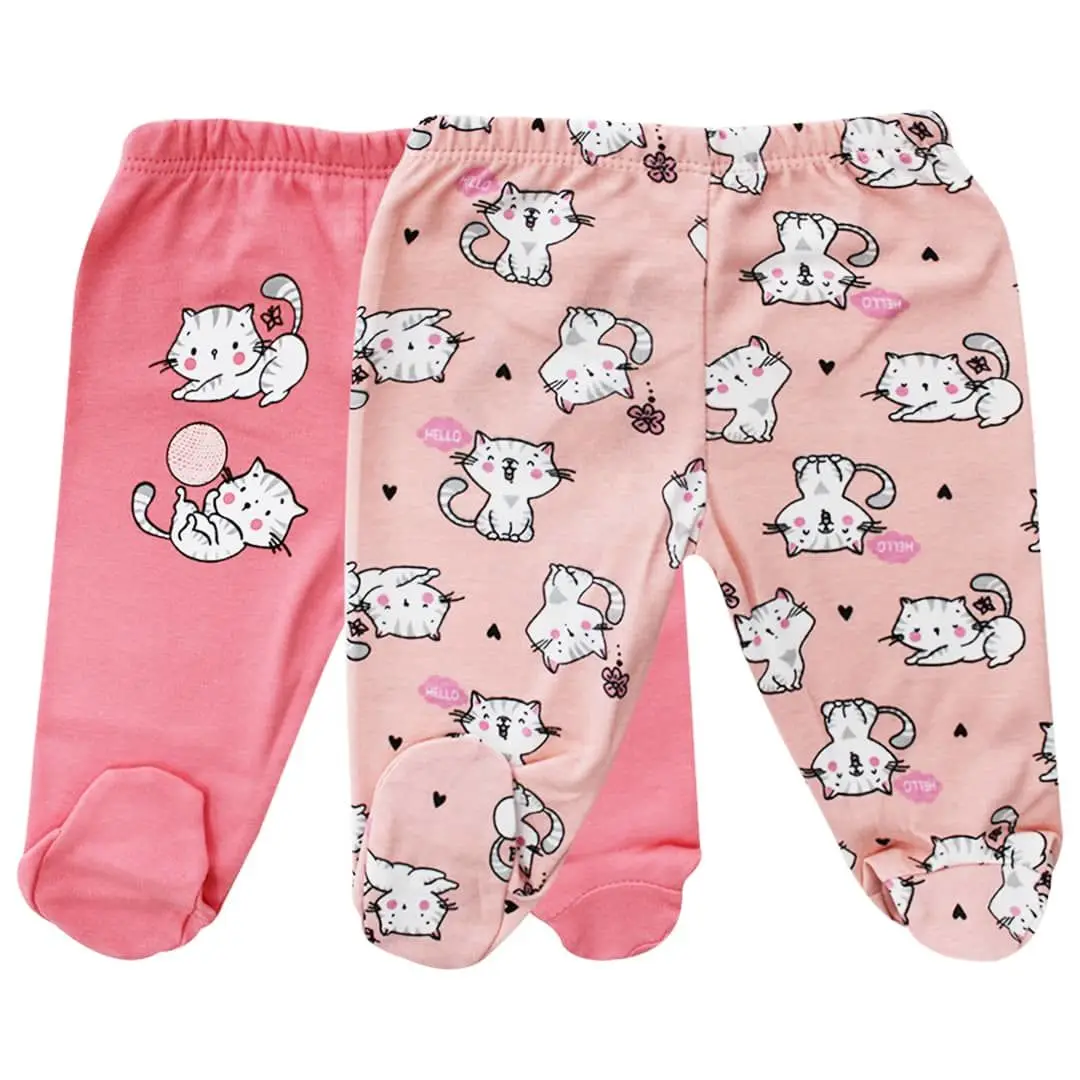 

Baby girl with Cat Pattern Pink 2'li Single Bottom