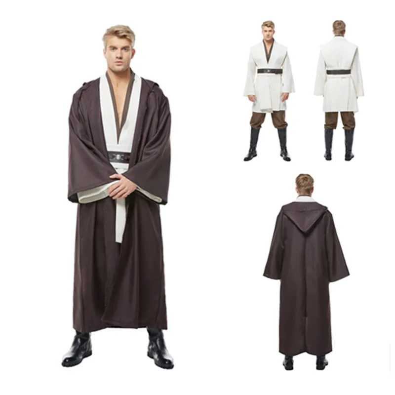 

Звездный рыцарь джедая, костюм для косплея Оби-Вана, Классическая накидка, халат, туника, костюм для Хэллоуина вечерние полный комплект