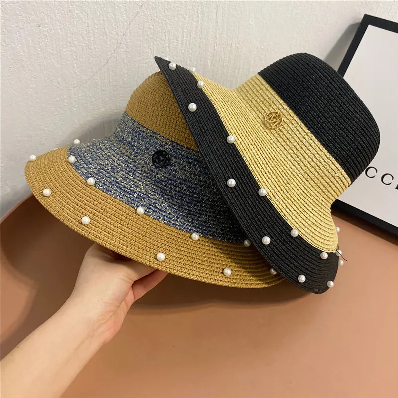 

Pearl Edge Of French Society M Seaside Resort Is Prevented Bask In The Straw Hat Female Summer Beach Hat Elegant Color Matching