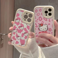 hello kitty leopard print phone cases for iphone 13 12 11 pro max xr xs max x 78plus cartoon fashion soft silicone girls case