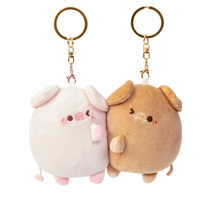 

2Pcs Small Stuffed Pig Keychain Magnetic Plush-Animal Toy Keychain Party Favor Backpack Bag Pendant Keyring Couple Gifts
