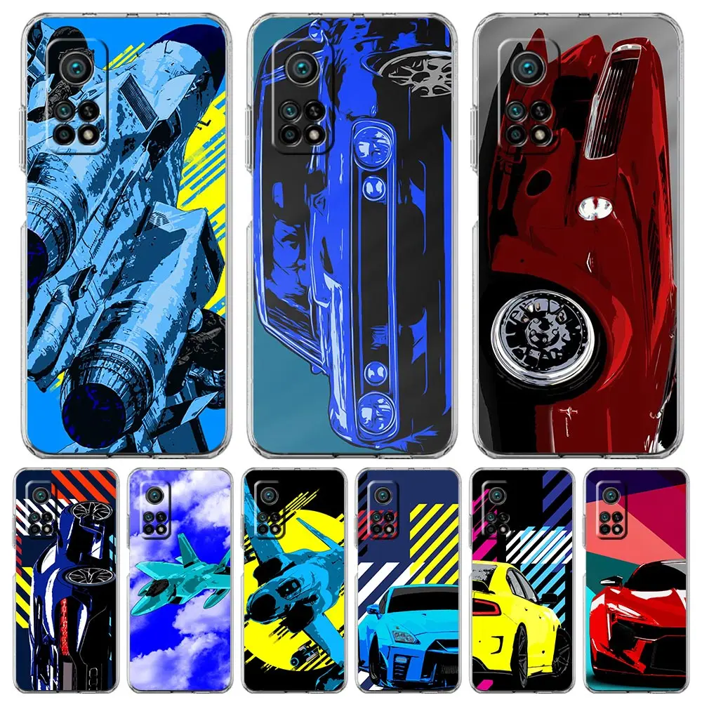

JDM Sports Car Lamp Aircraft Phone Case For Xiaomi Mi 12T 10 12 Lite 11 Ultra 11X 11T Pro Poco X4 X3 NFC F3 M3 M4 5G Clear Cover