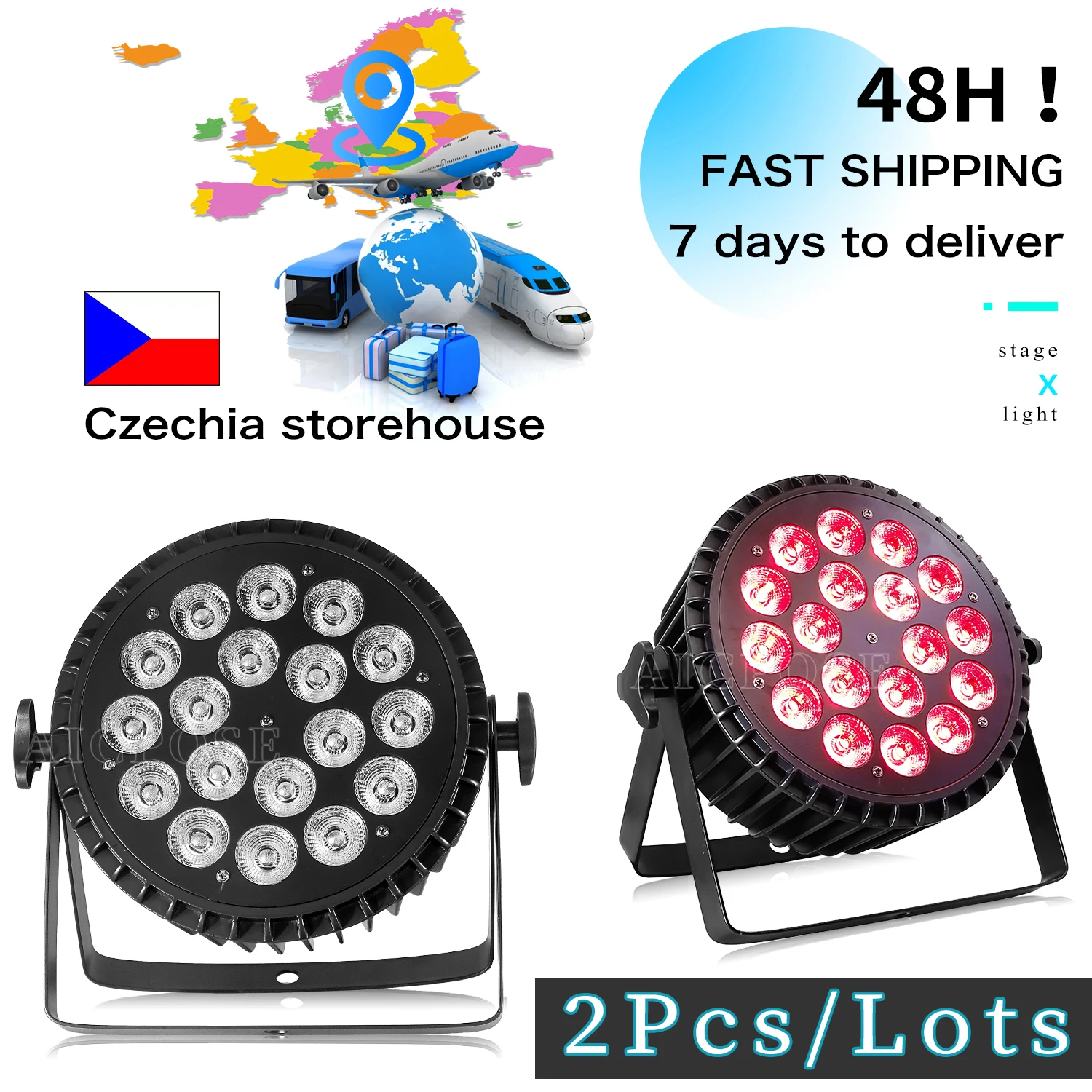 

2Pcs/Lots 18x18W RGBWA UV 6in1 LED Par Light DMX512 Controlled Aluminum Stage Spotlight For Party Wedding Dance Studio DJ Disco