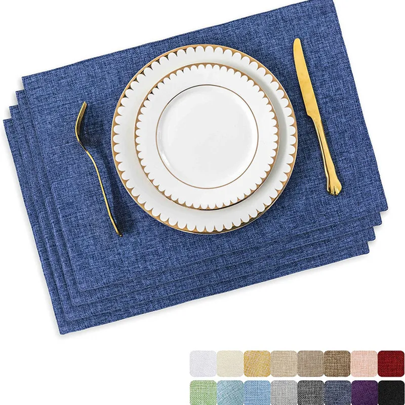 

GURIALY Non-Slip Placemats Woven Blue Set of 4/6 Pieces Heat Resistant Dining for Kitchen Washable Table Mat