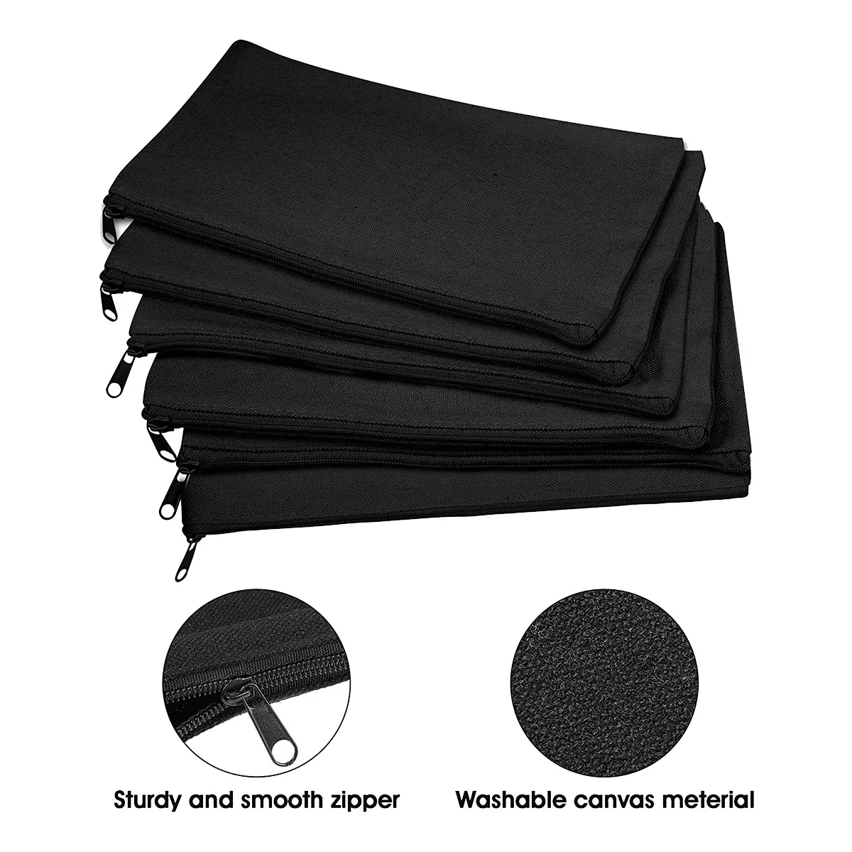 

40 Pcs Canvas Pencil Pouch Zipper Makeup Bags Blank Craft DIY Bags Multipurpose Toiletry Stationary Storage Bags(Black)